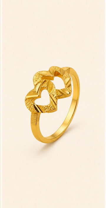 22K Gold Twin Heart Ring