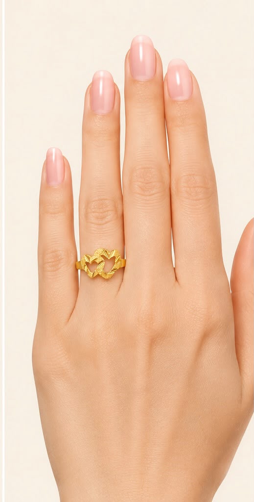 22K Gold Twin Heart Ring
