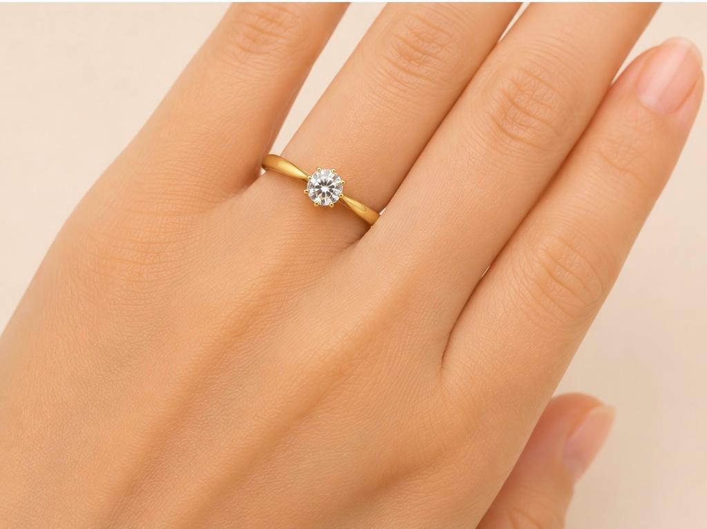 22K Gold Everyday Solitaire Ring