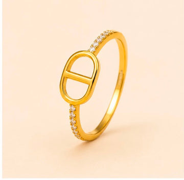 CD motif Inspired Gold Ring