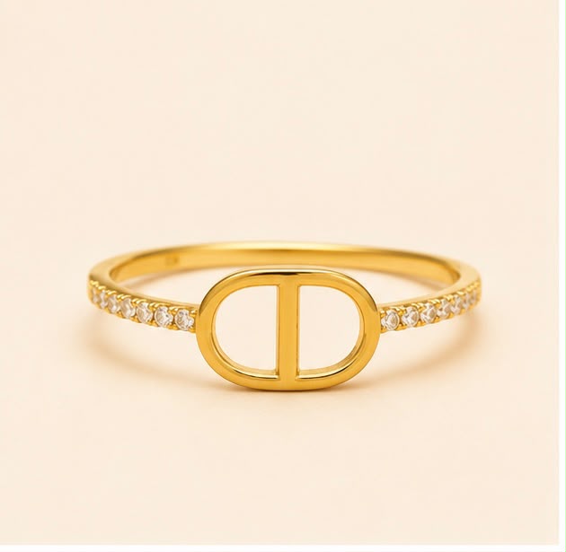 CD motif Inspired Gold Ring