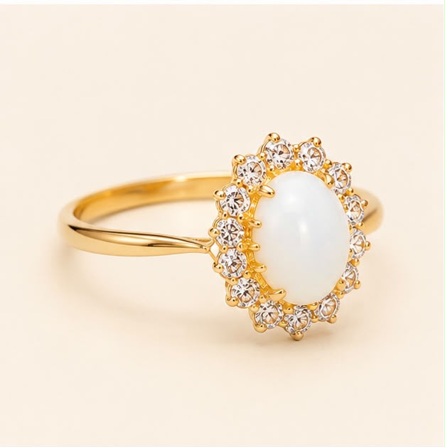 Pearl Halo Gold Ring