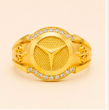 Mercedes-Benz three-pointed star logo Inspired Gold Ring