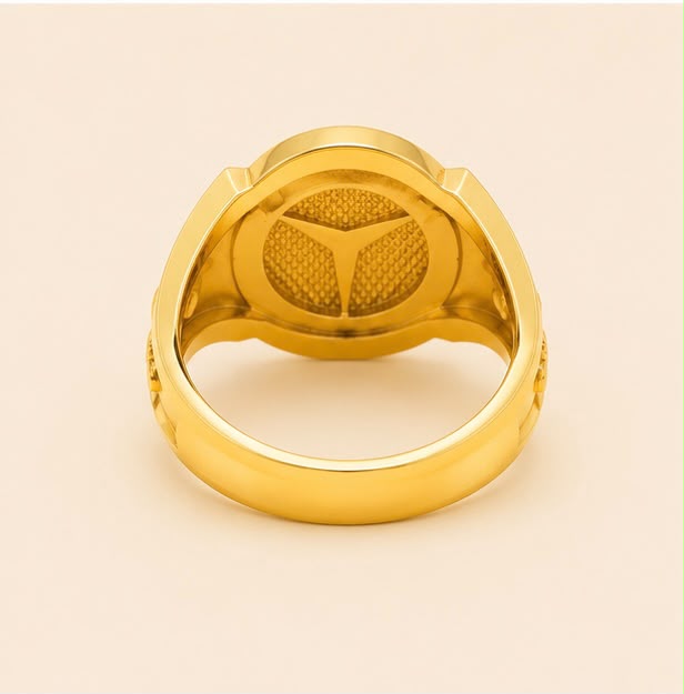 Mercedes-Benz three-pointed star logo Inspired Gold Ring