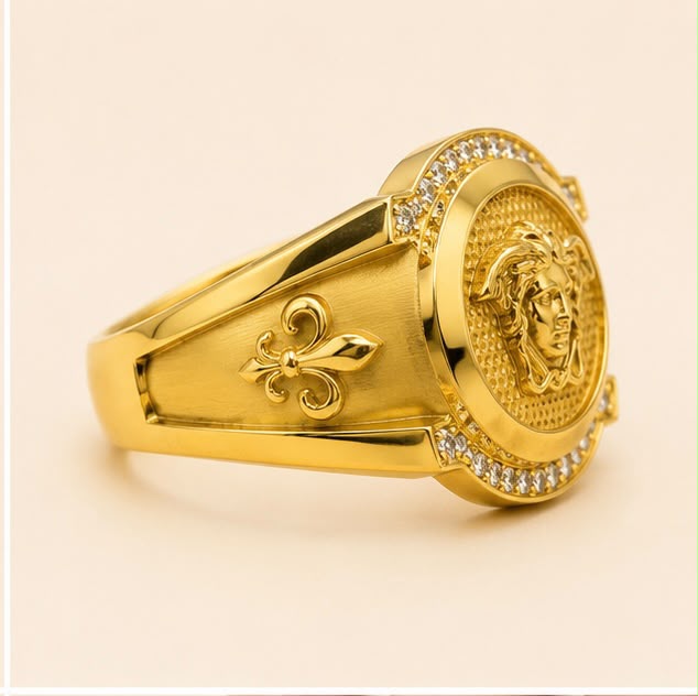 Versace Inspired 22k Gold Ring