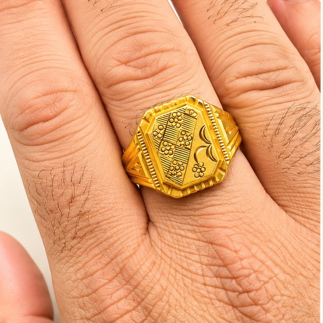 Architectural Signet 22k Gold Ring