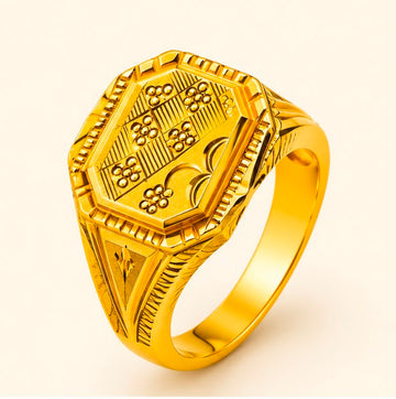 Architectural Signet 22k Gold Ring