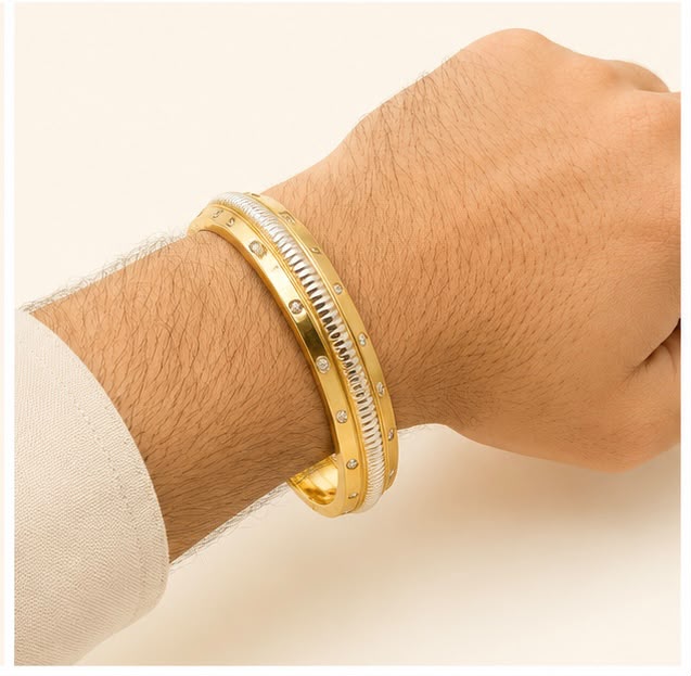 Prestige 22k Diamond and Gold Men's Bangle