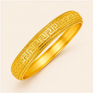 Versace-inspired Greek key 22k Gold Bangle