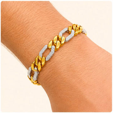 Two Tone Link 22k Gold Bracelet