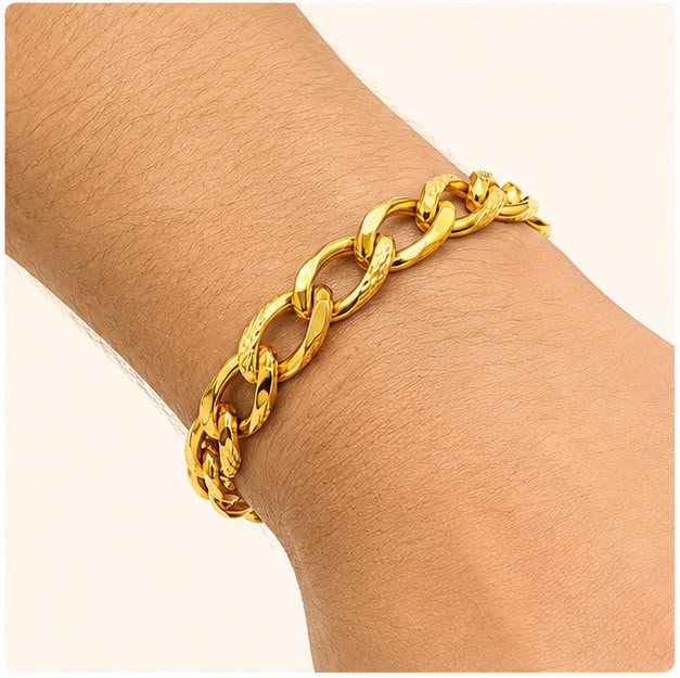 Figaro Link 22k Gold Bracelet