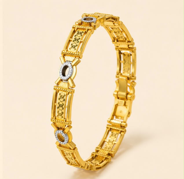 Roman Link 22k Gold Bracelet