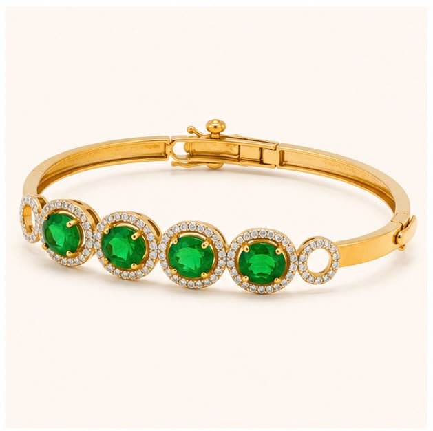 Premium Emerald 22K Gold Bracelet