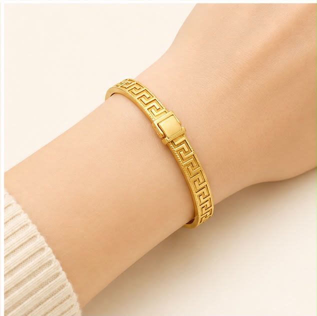 Greek key-Inspired 18k Gold Bracelet