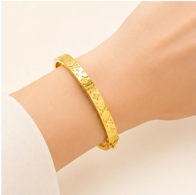 LV-Inspired 22k Gold Bracelet