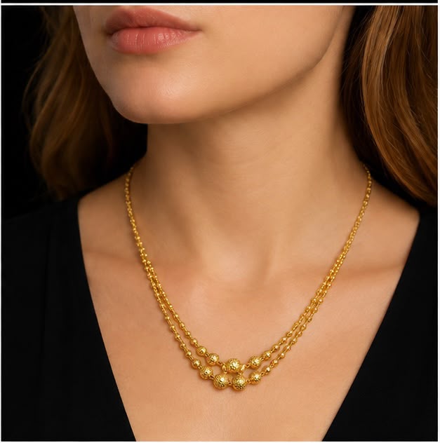 Double Beaded Mala 22K Gold Chain