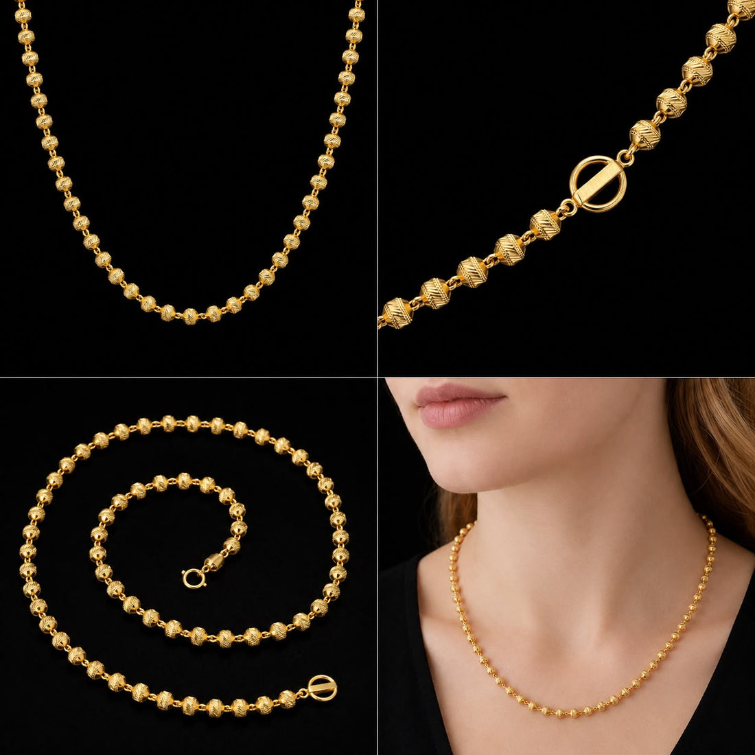 Classic Bead 22K Gold Chain