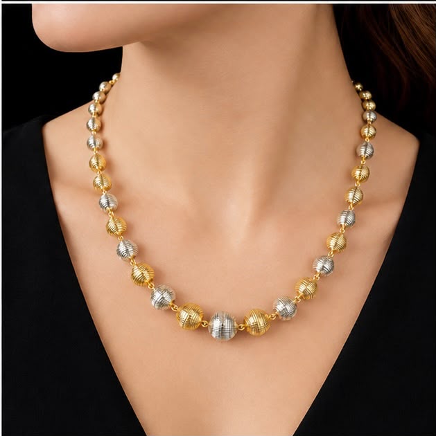 Dual-tone Bead Mala 22k Gold Chain