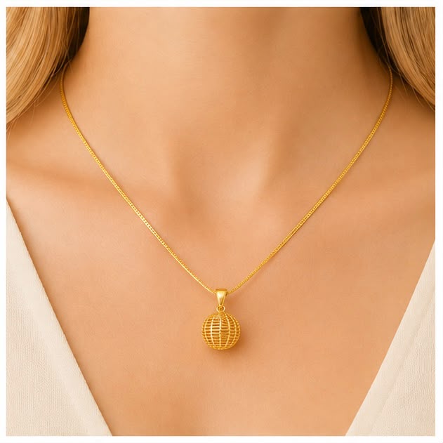 Hollow Globe 22K Gold Pendant