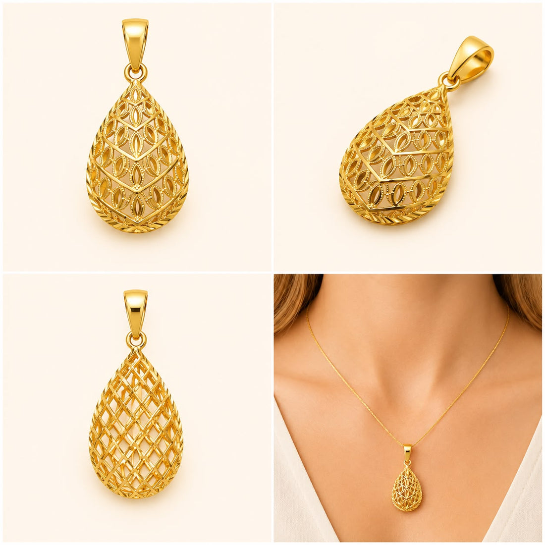 Elegant Weave 22K Gold Pendant