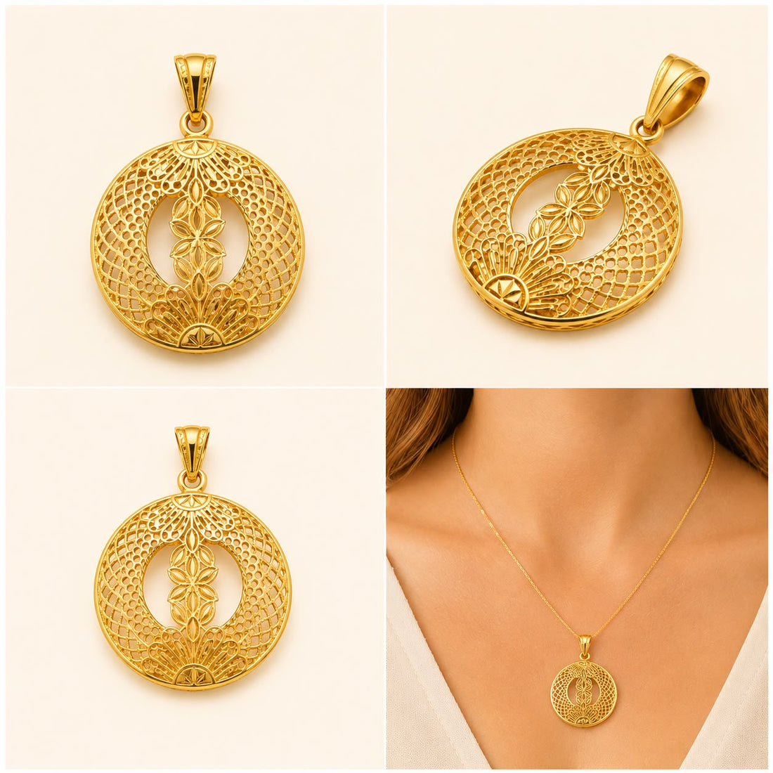 Bloom Filigree 22K Gold Pendant