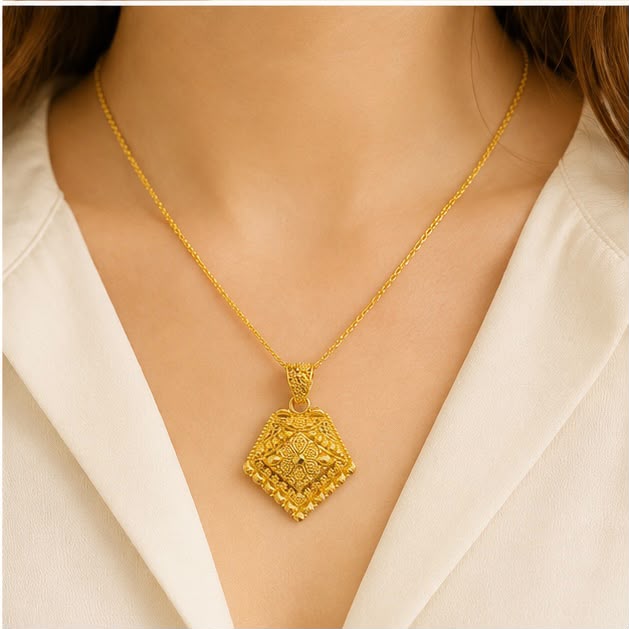 Antique Floral 22K Gold Pendant