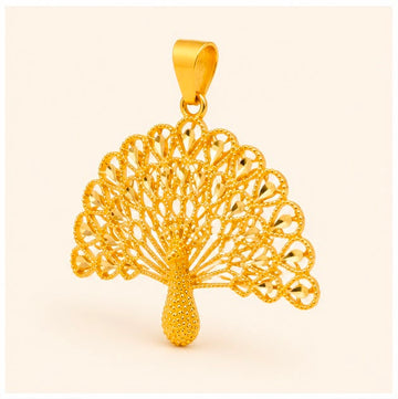 Ornate Peacock 22K Gold Pendant