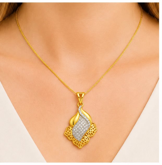Elegant Petal 22K Gold Pendant