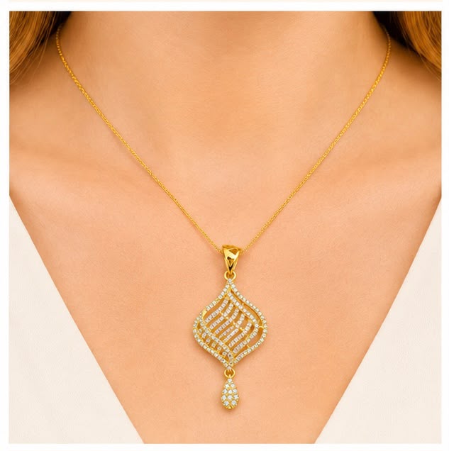 Golden Crystal Flow 22K Gold Pendant