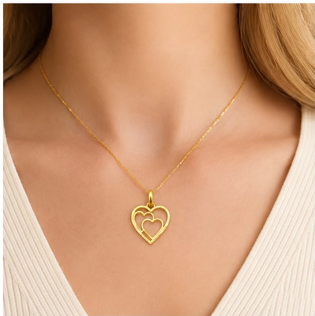 Twin Heart 22K Gold Pendant