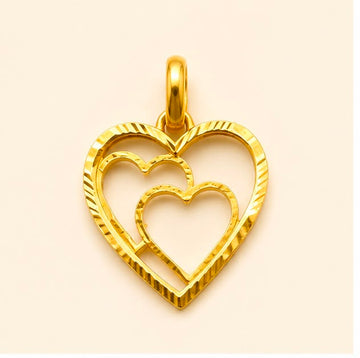 Twin Heart 22K Gold Pendant
