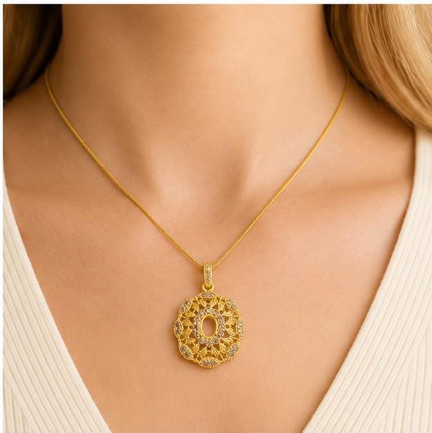 Champagne Bloom 22K Gold Pendant