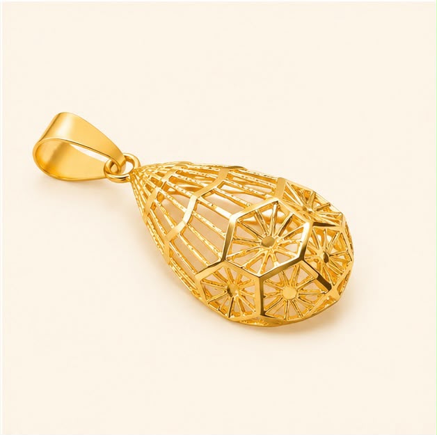 Hexagon Drop 22K Gold Pendant