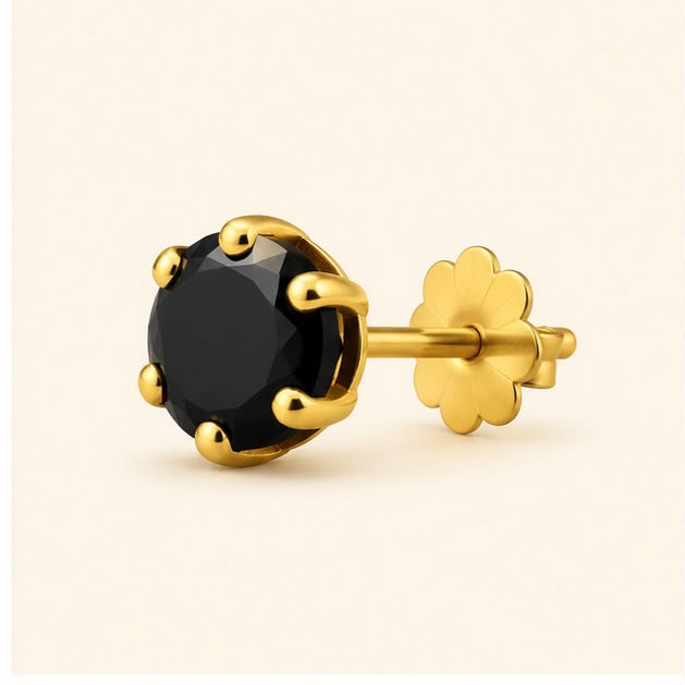 Premium Black 22K Gold Stud