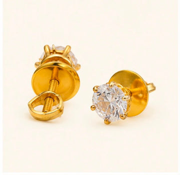 Elegant Solitaire 22K Gold Stud