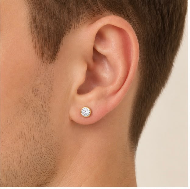 Bezel Set 22K Gold Stud