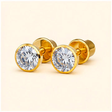 Bezel Set 22K Gold Stud