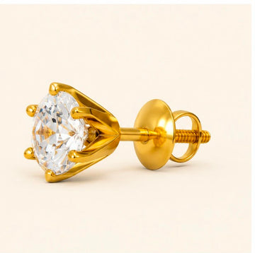 Round Solitaire 22K Gold Stud