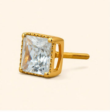 Square Stone 22K Gold Stud