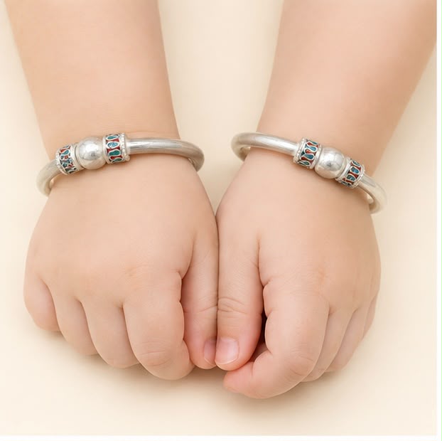 Vintage Silver Kids Kada Pair