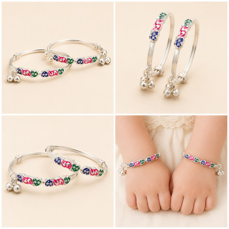 Multicolor Silver Kids Kada Pair