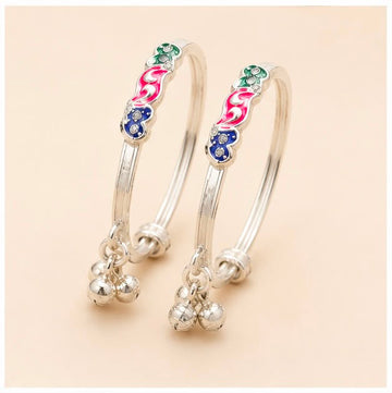 Multicolor Silver Kids Kada Pair