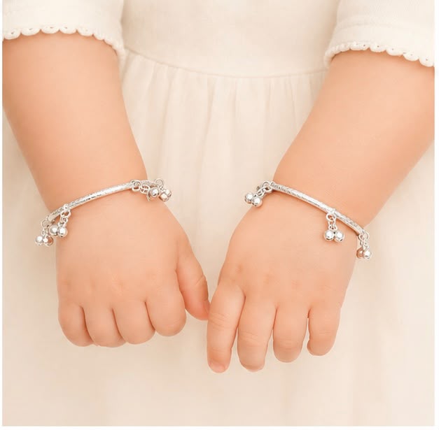 Kids Ghungroo Silver Kada Pair