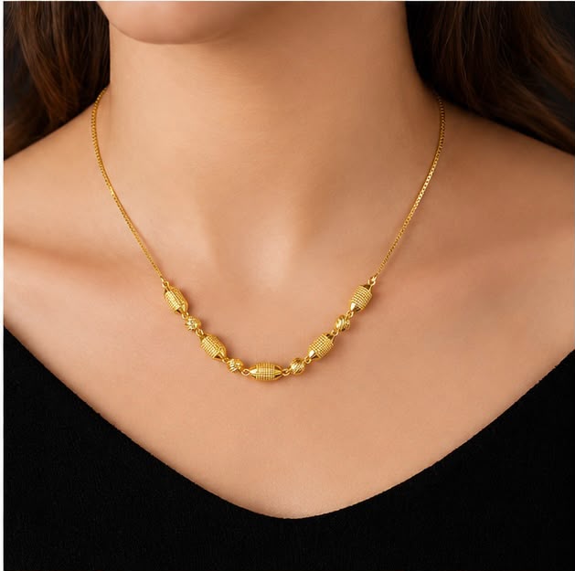 22K Gold Barrel Bead Chain