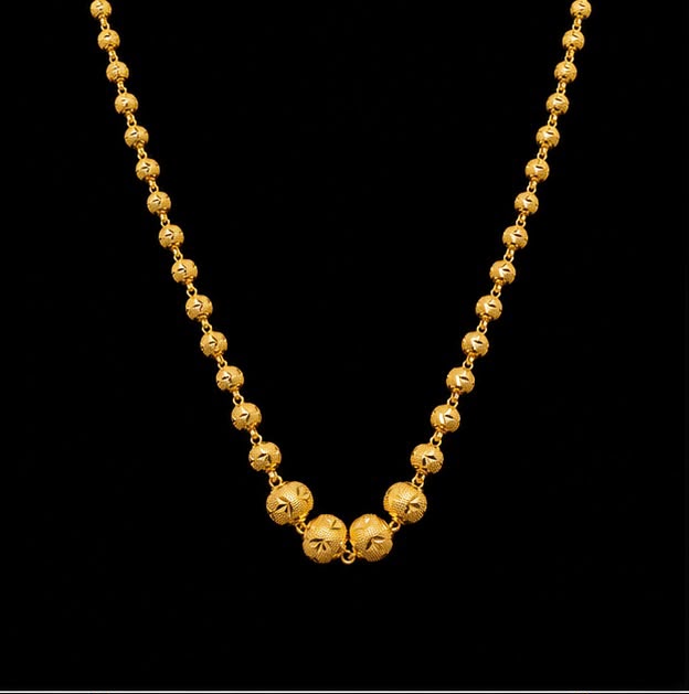22K Gold Center Bead Chain