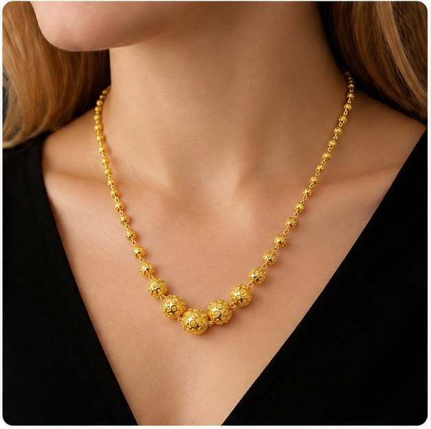 22K Gold Ornate Bead Chain