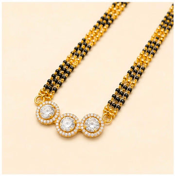 Luxury Three Stone 22K Gold Mangalsutra