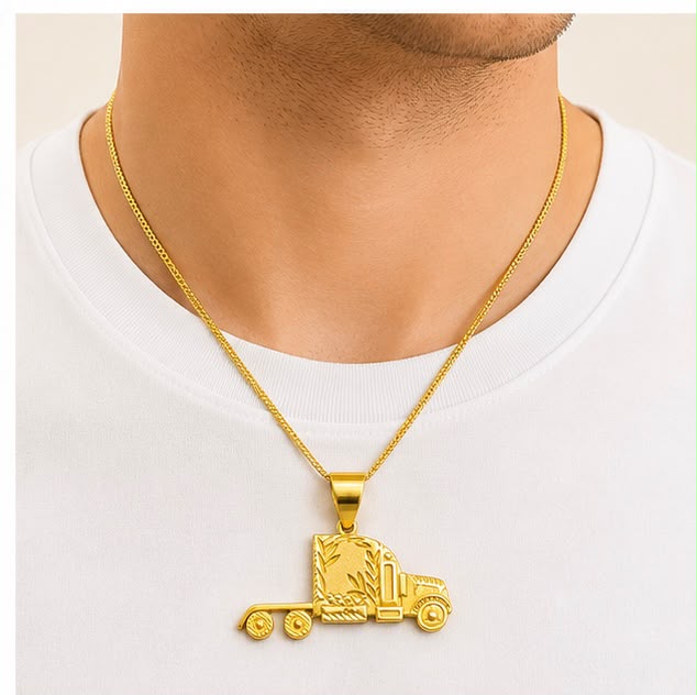 Truck Driver 22K Gold Pendant