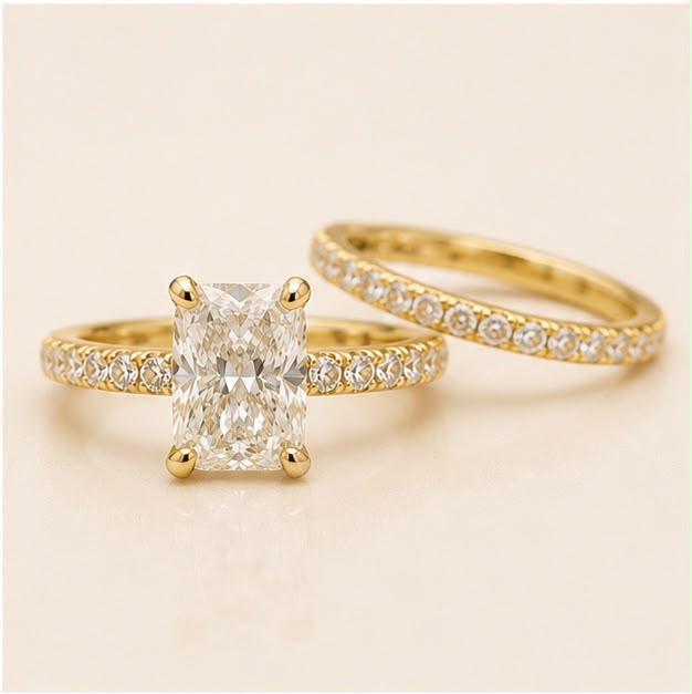 Pave Diamond Ring Set
