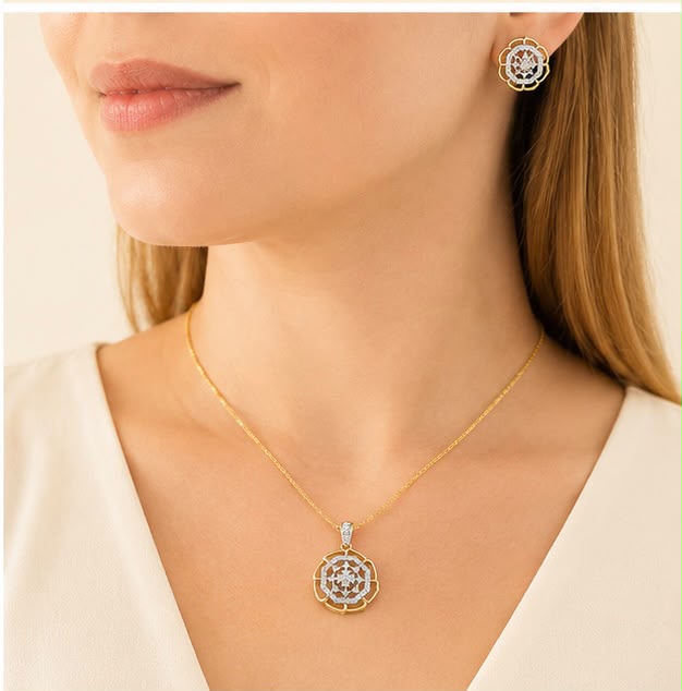 Diamond Trellis Pendant Set